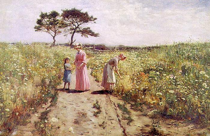 Hamilton Hamiltyon Picking Flowers France oil painting art